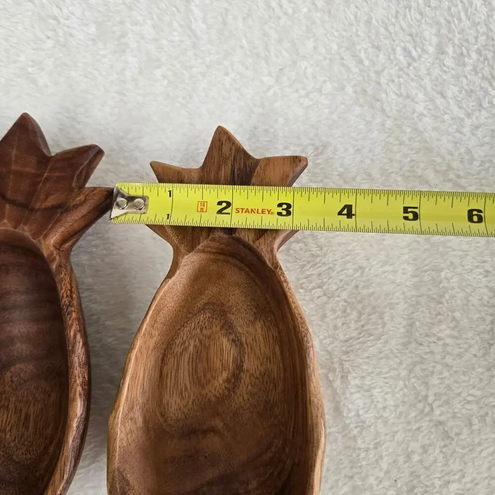 Set of 3 Wooden Pineapple Bowls – Tropical Decor.